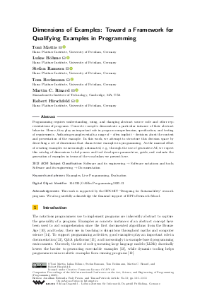 Dimensions of Examples: Toward a Framework for Qualifying Examples in ...